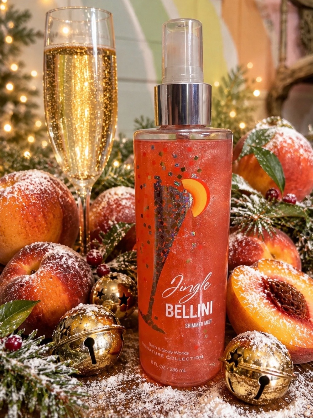 Bath & Body Works Jingle Bellini Shimmer Mist 8 oz Discontinued Fragrance 💚🎀